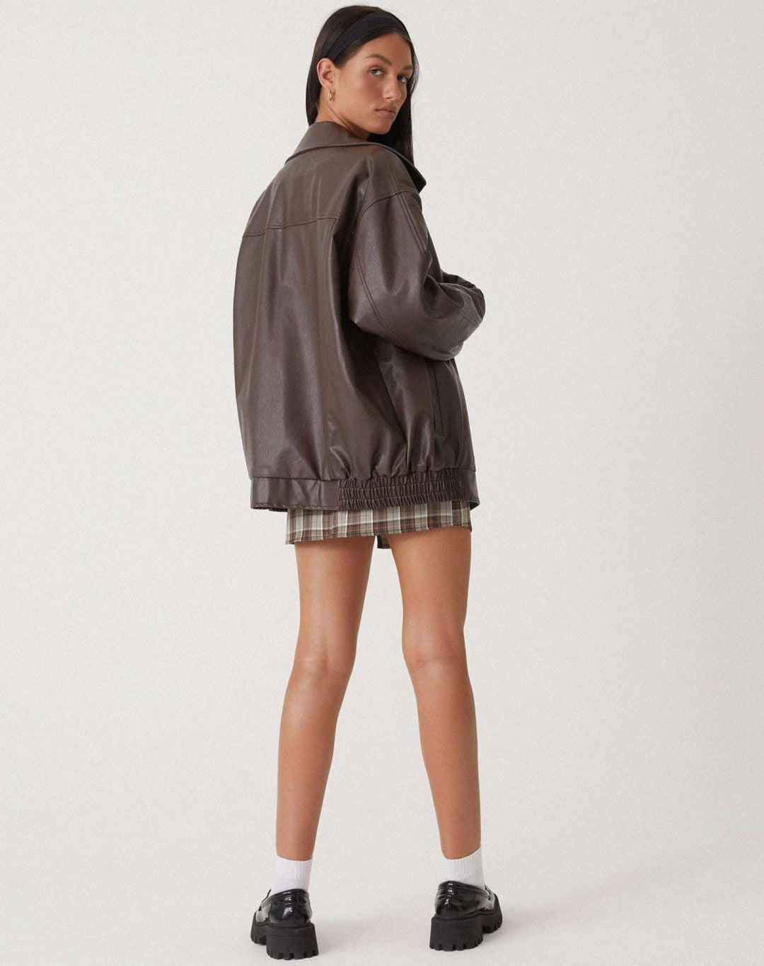 Oversize Skórzana Kurtka Bomber Damska